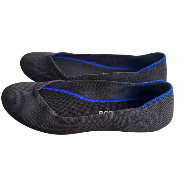 Rothys Women's Black & Blue Pointed Toe Flats W8 Eco-Friendly Recycled Textile - Picture 6 of 9